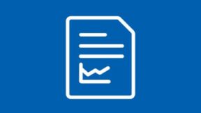 Icon of a white data sheet on a blue background